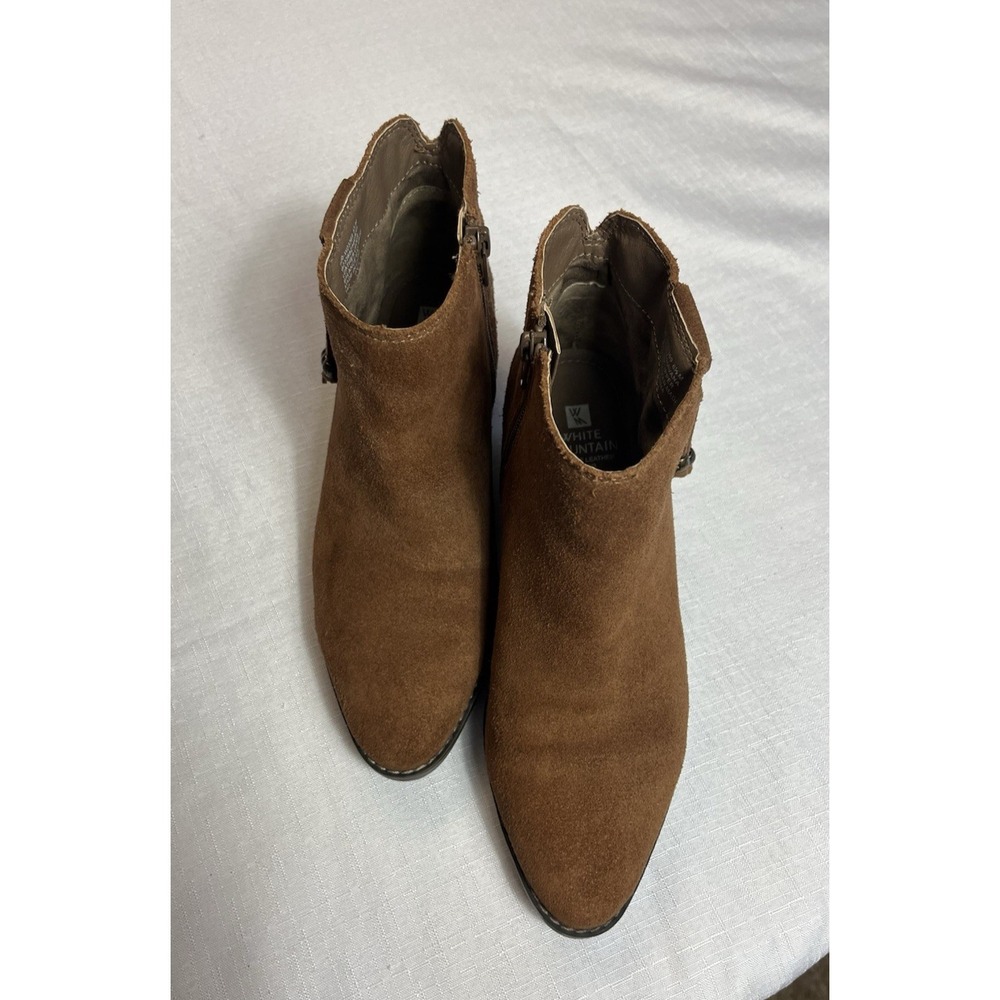 White Mountain Womens 6.5M Havana Brown Suede Ankle Boot Beaded Fringe Western - Picture 11 of 13